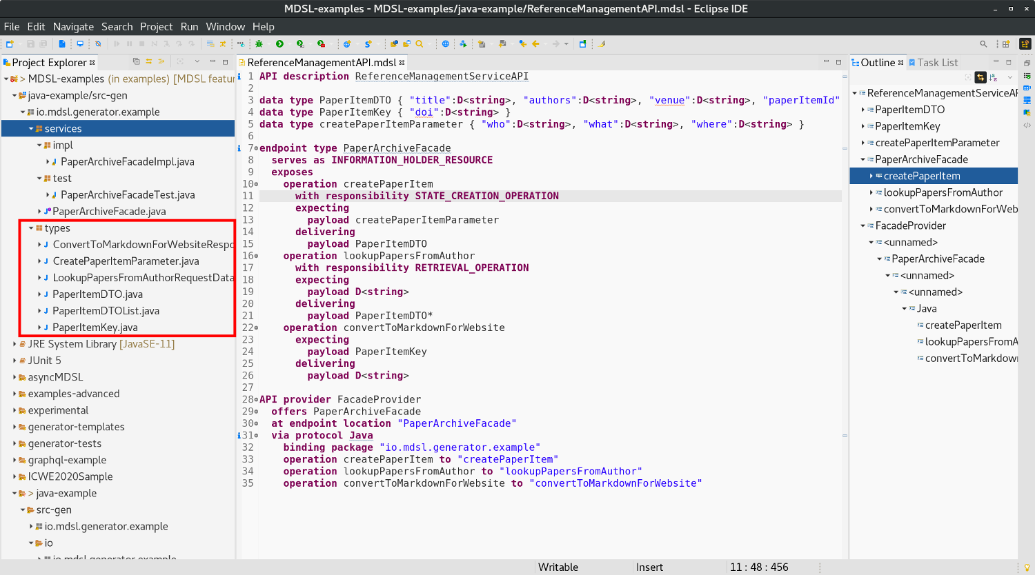 Java Generator Types Package (Screenshot)